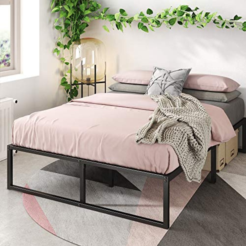 ZINUS Lorelai 36 cm Telaio del letto a piattaforma in metallo | Supporto doghe in metallo | Spazio di archiviazione sotto al letto | Facile da montare | 140 x 190 cm | Nero