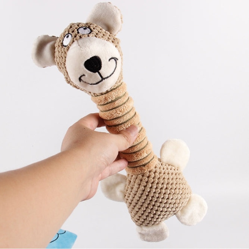 2-Piece Brown Long Neck Plush Dog Toy – Interactive Chew & Cuddle Toy for Puppies