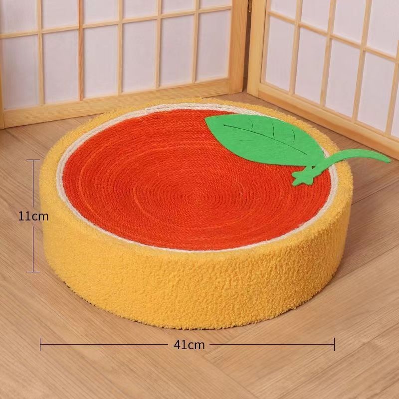 Adorable Cloth wrapped orange Cat Scratching Post and Lounger – 41cm Cat Claw Proof Basin