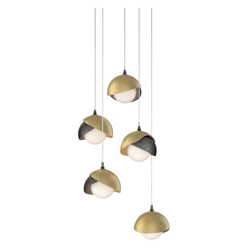 Brooklyn 5-Light Double Shade Pendant Ink Modern Brass