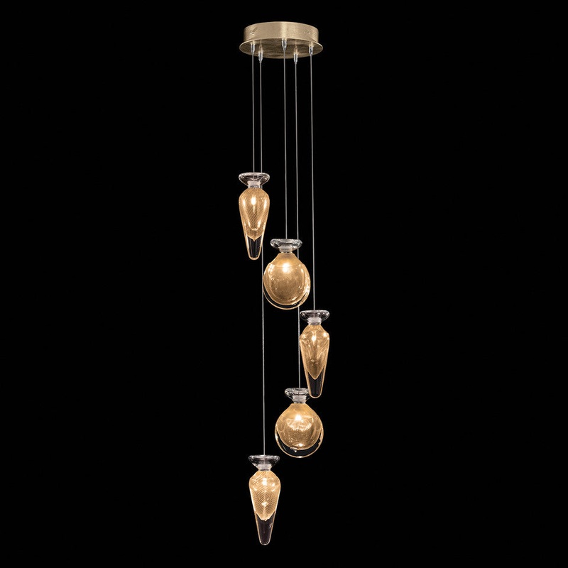 Essence 11.5″W Round Pendant Gold/Gold Mix
