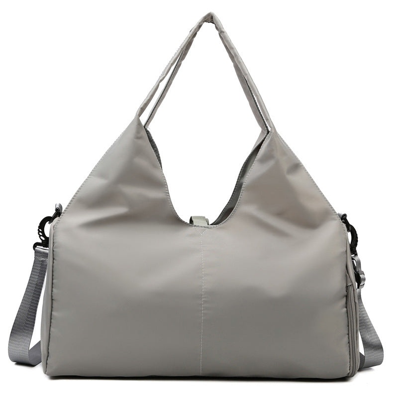 Grey Stylish Women’s Travel Bag – Large-Capacity Fitness & Yoga Bag with Separate Shoe Compartment