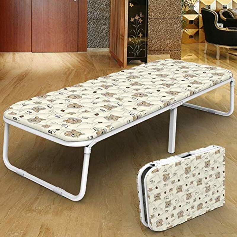 HYY-YY Letto Pieghevole Letto Singolo Pieghevole Pranzo Bed Pausa Pranzo Sedia for Interni Ufficio Balcone Patio Garden Beach Outdoor Visitor Letto (Colore: Beige, Dimensione: 184X63X37CM)