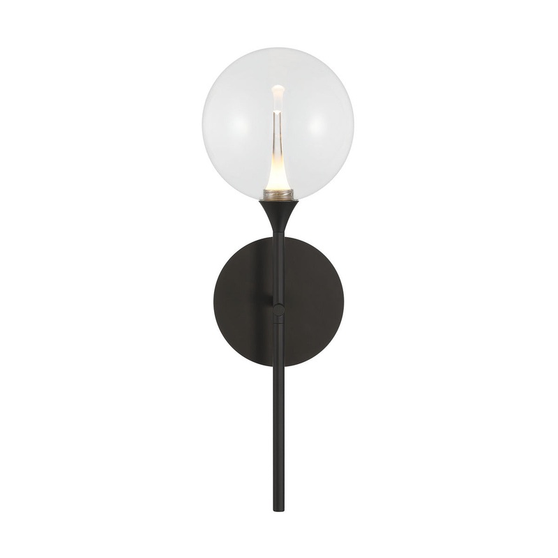 Iissa 19″ Wall Sconce Black Clear Glass