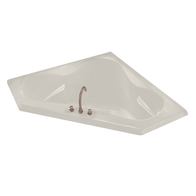 MAAX 100053-097-007 Tryst 59 x 59 Acrylic Corner Center Drain Combined Whirlpool & Aeroeffect Bathtub in Biscuit
