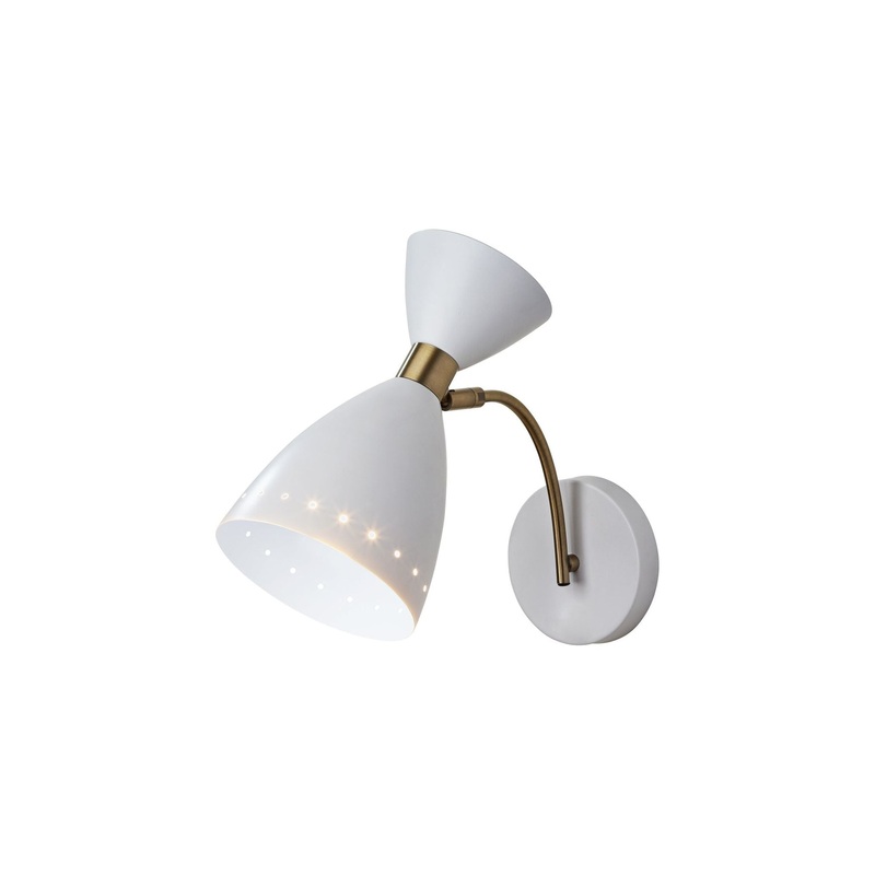 Oscar Wall Light White with Antique Brass Accents