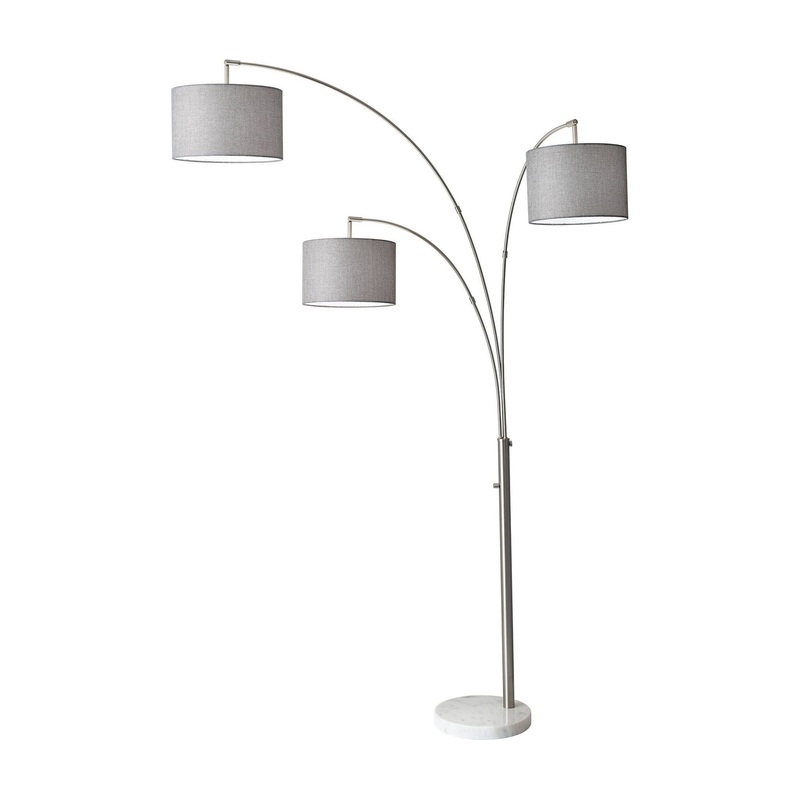 Bowery 3-Arm Arc Lamp Brushed Steel