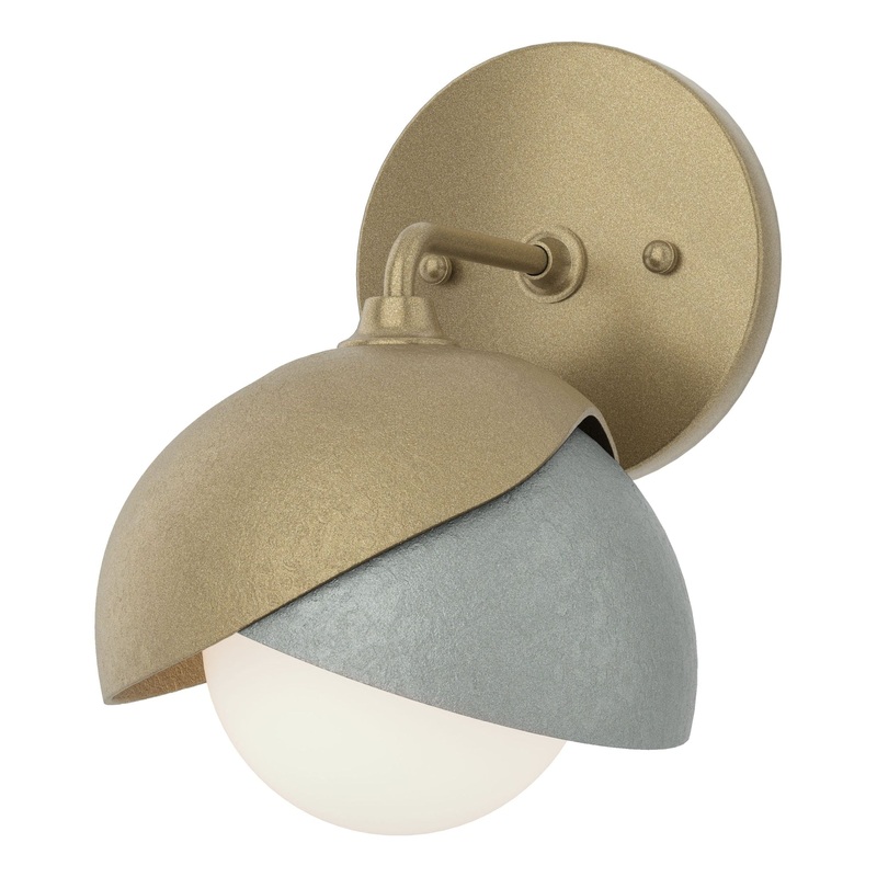 Brooklyn 1-Light Double Shade Bath Sconce Soft Gold Vintage Platinum