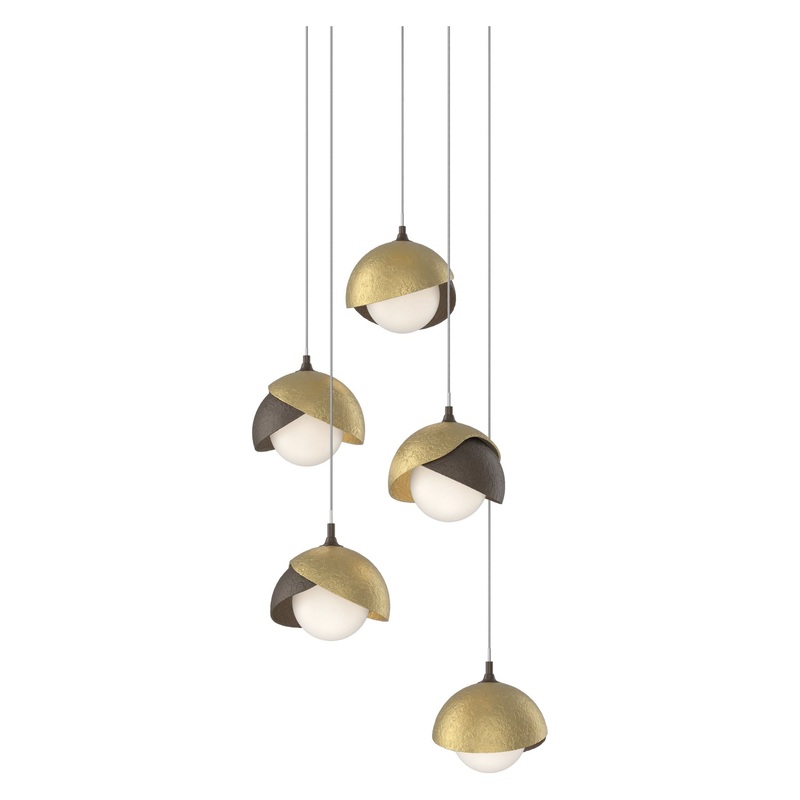 Brooklyn 5-Light Double Shade Pendant Bronze Modern Brass