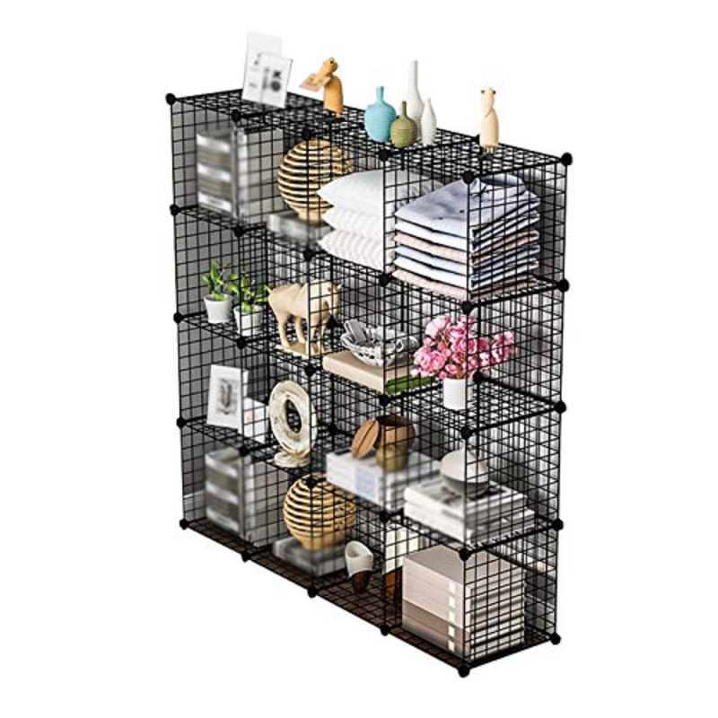 Comodino Aperto Storage 16 Reticolo Risparmio di Spazio Semplice Casa Moderna Camera Da Letto Creativo Armadietto 147X37X147CM FANJIANI