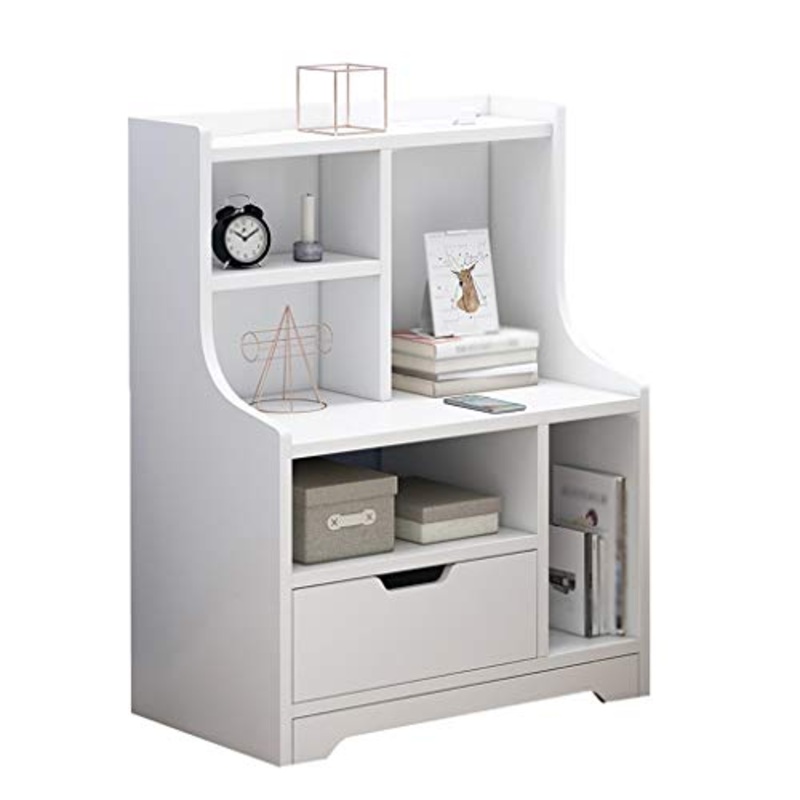 Comodino Bagno Domestica Addensare Assemblea Legno Solido Singolo cassetto Locker Arrotondato Solid Edge Piedi Soggiorno Corridoio Camera 47.5X30X70cm FANJIANI (Color : White)