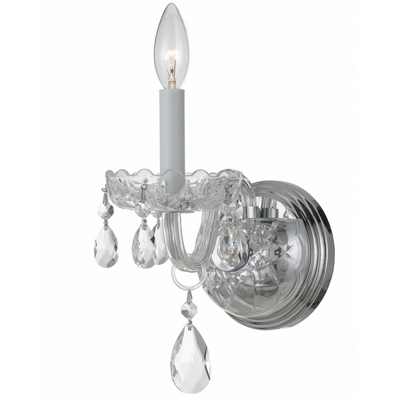 Crystorama 1031-CH-CL-MWP Traditional Crystal One Light Wall Sconce Polished Chrome