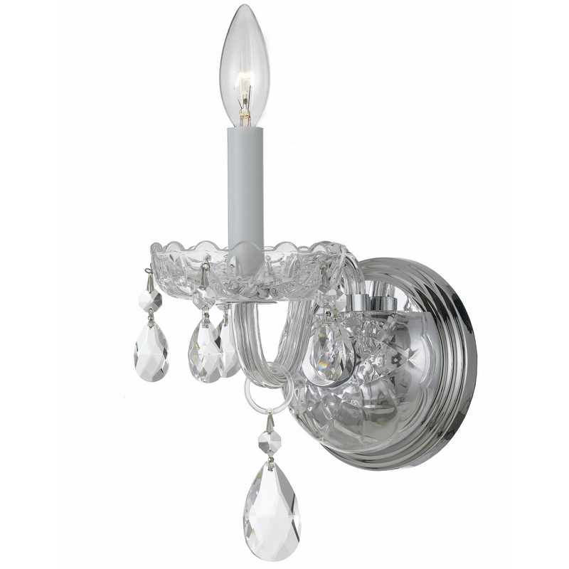 Crystorama 1031-CH-CL-S Traditional Crystal One Light Wall Sconce Polished Chrome