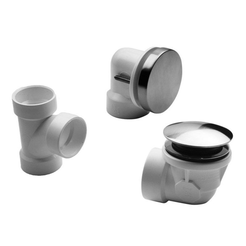 Drain Kit Satin Nickel Brass Includes Toe Control Strainer with Round No Hole Faceplate Half Kit 2-1/16 Inch