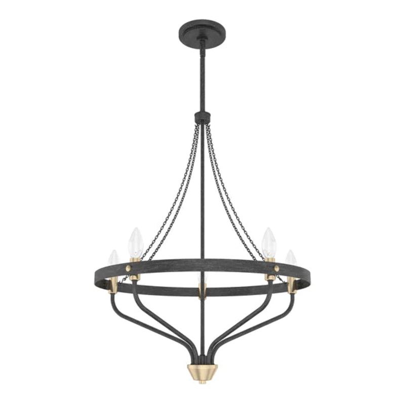 Five Light Chandelier from the Merlin Collection in Rustic Iron Finish by Hunter