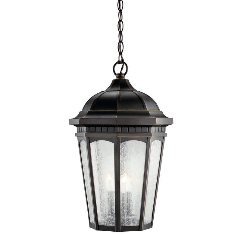 Kichler 9539RZ Three Light Outdoor Pendant, Rubbed Bronze
