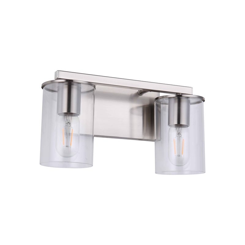 Moraine 2-Light Vanity Satin Nickel with Clear Glass