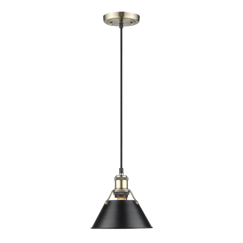 One Light Mini Pendant from the Orwell Collection in Aged Brass Finish by Golden