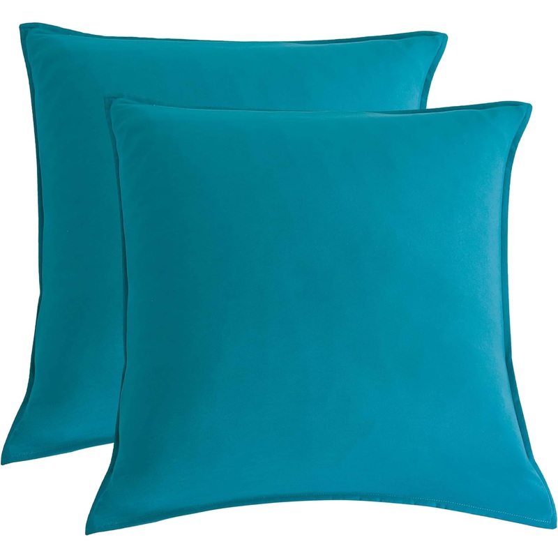 Twin Pack Vintage Washed Microfibre European Pillowcase (Teal, Square)