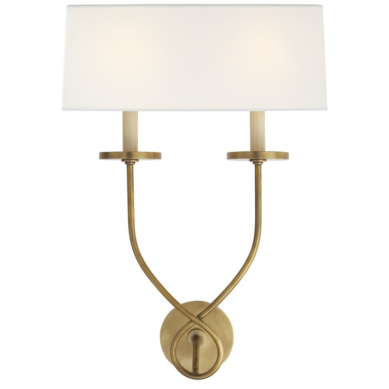Two Light Wall Sconce from the Symmetric Twist Collection in Antique-Burnished Brass Finish by Visual Comfort Signature