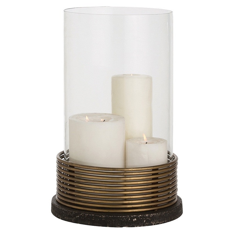 Arteriors 2097 Osbourne Hurricane Antique Brass/Distressed Black Iron