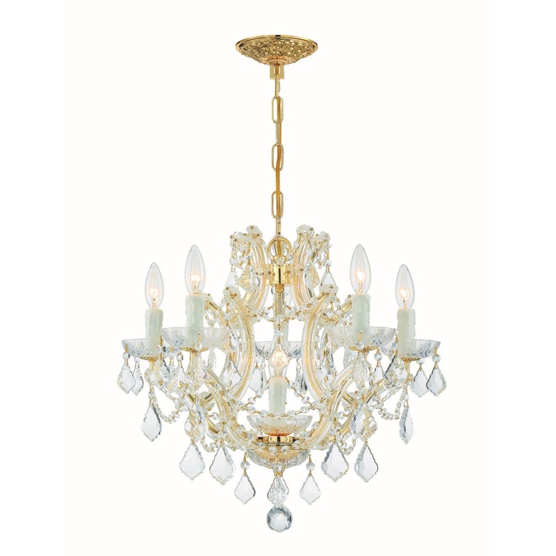 Crystorama 4405-GD-CL-S Maria Theresa Six Light Mini Chandelier Gold