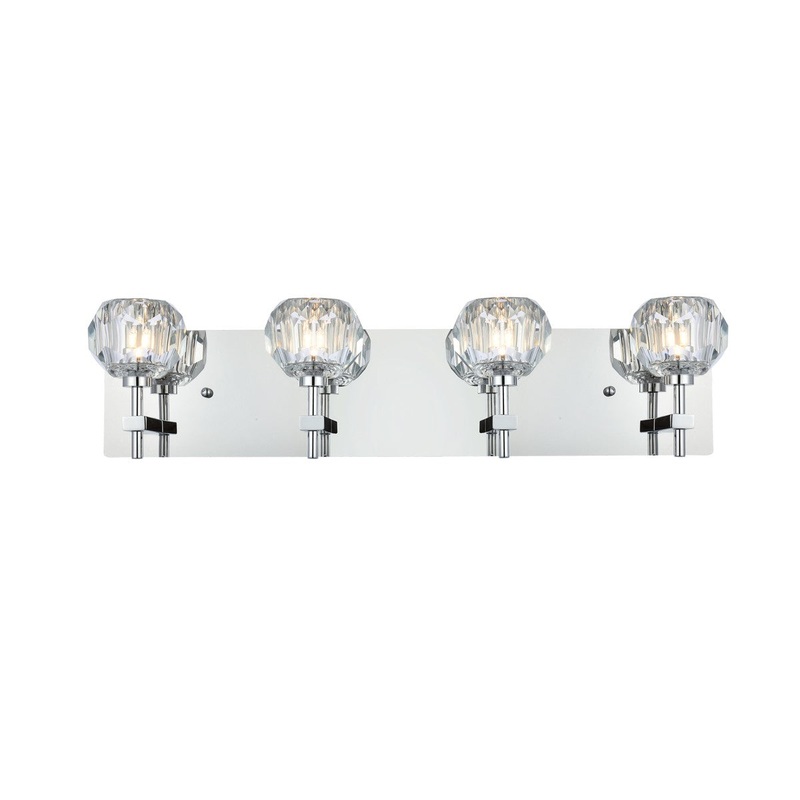 Four Light Wall Sconce from the Graham Collection in Chrome And Clear Finish by Elegant Lighting