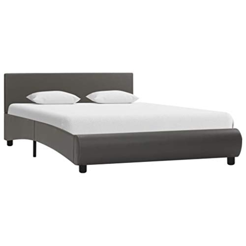 Goliraya Struttura Letto Singolo/Matrimoniale Moderno in Ecopelle Nero/Grigio/Marrone,Giroletto Singolo/Matrimoniale in Ecopelle Moderno,Letto in Ecopelle,Letto con Doghe100x200/120×200/140×200 cm