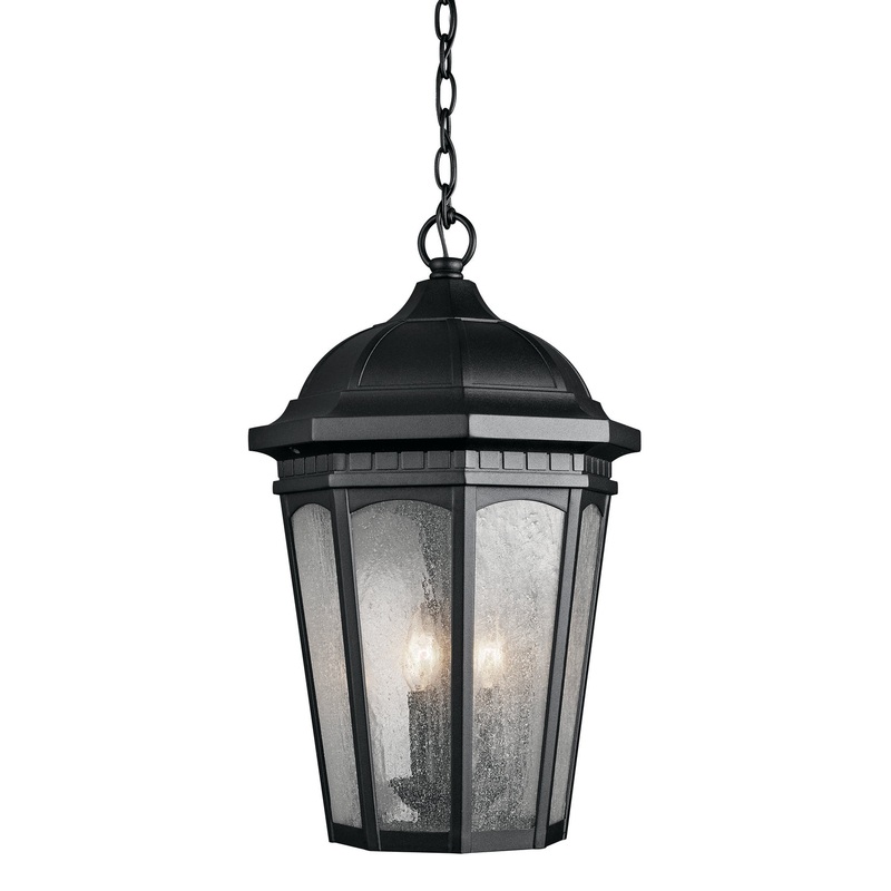 Kichler 9539BKT Three Light Outdoor Pendant, Textured Black
