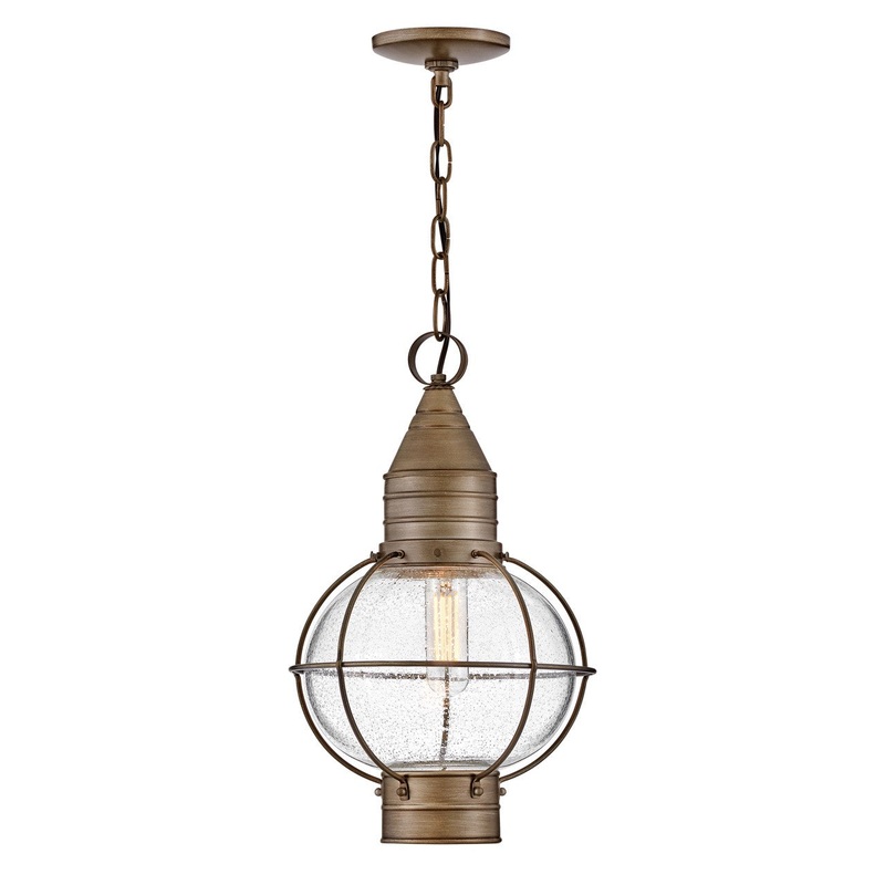 LED Hanging Lantern from the Cape Cod Collection in Burnished Bronze Finish by Hinkley