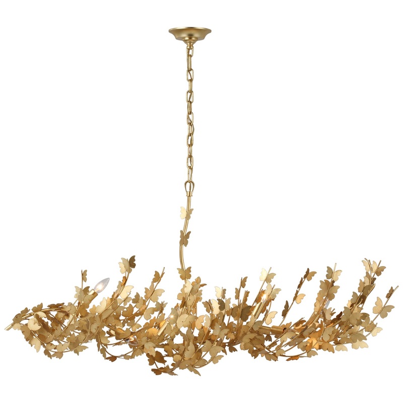 LED Linear Chandelier from the Farfalle Collection in Gild Finish by Visual Comfort Signature