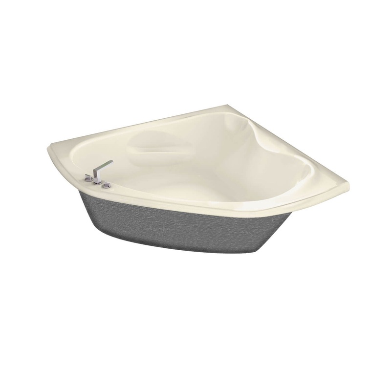 MAAX 105679-109-004 Murmur 6060 Acrylic Corner Center Drain Combined Hydrosens & Aerosens Bathtub in Bone