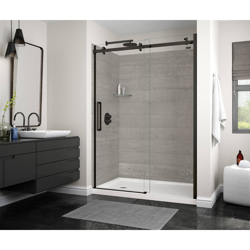 MAAX 138997-900-340-000 Halo 56 -59 x 78  in. 8mm Sliding Shower Door for Alcove Installation with Clear glass in Matte Black