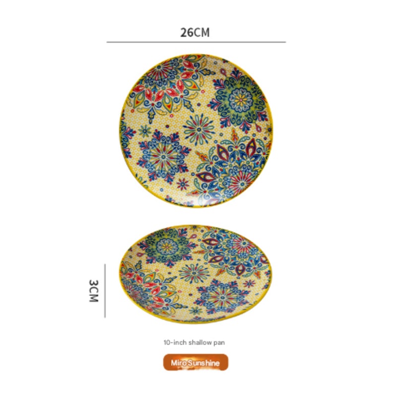 Milo Sunshine 10-Inch Bohemian Ceramic Shallow Plate