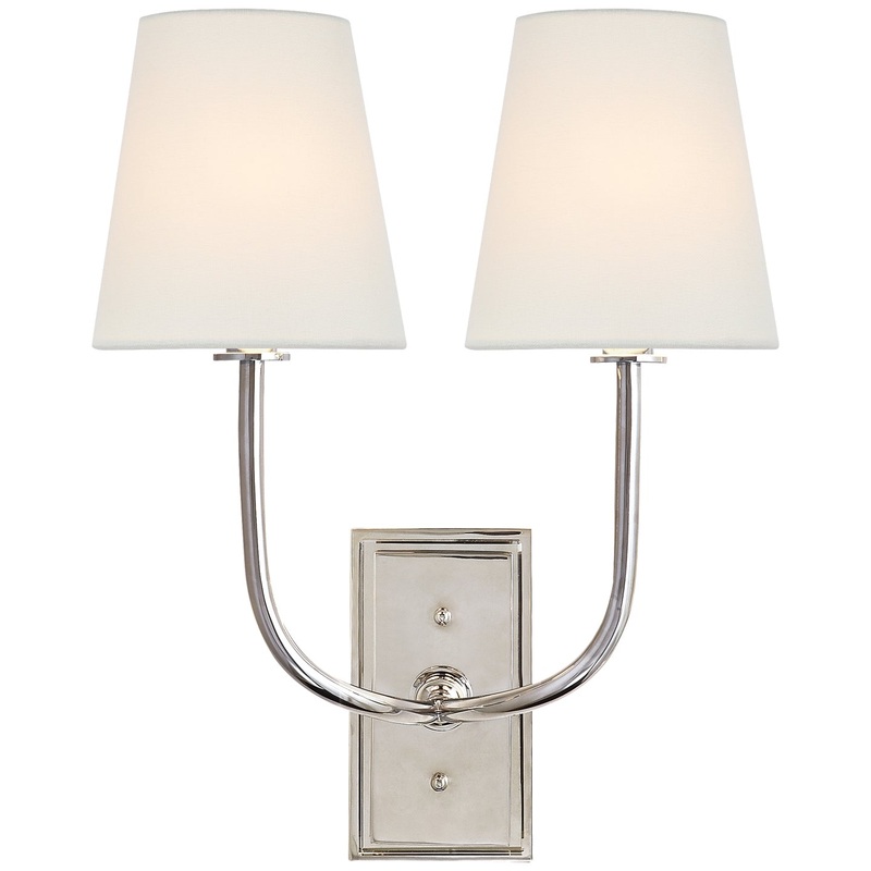 Two Light Wall Sconce from the Hulton Collection in Polished Nickel Finish by Visual Comfort Signature