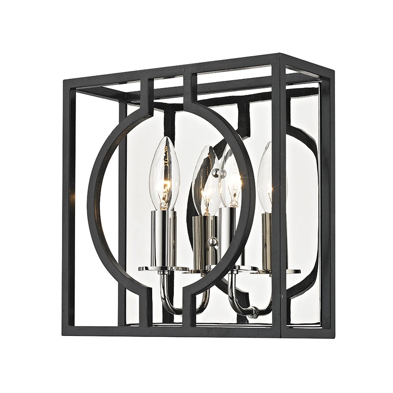 Two Light Wall Sconce from the Octavio Collection in Aged Iron/Polished Nickel Combo Finish by Hudson Valley