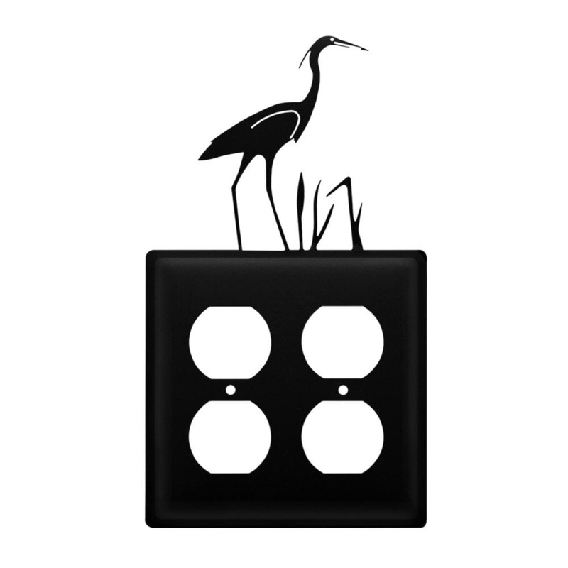 Village Wrought Iron EOO-133 Double Heron Double Outlet Cover