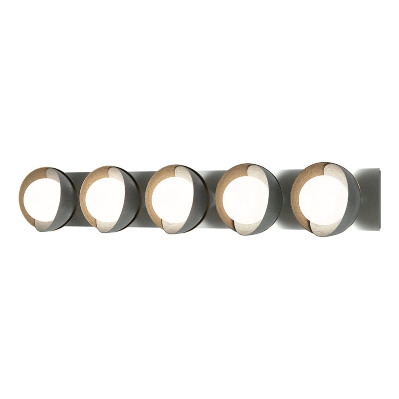 Brooklyn 5-Light Straight Double Shade Bath Sconce Vintage Platinum Soft Gold