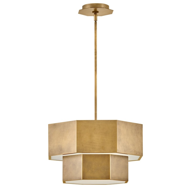 LED Convertible Flush Mount from the Facet Collection in Heritage Brass Finish by Hinkley