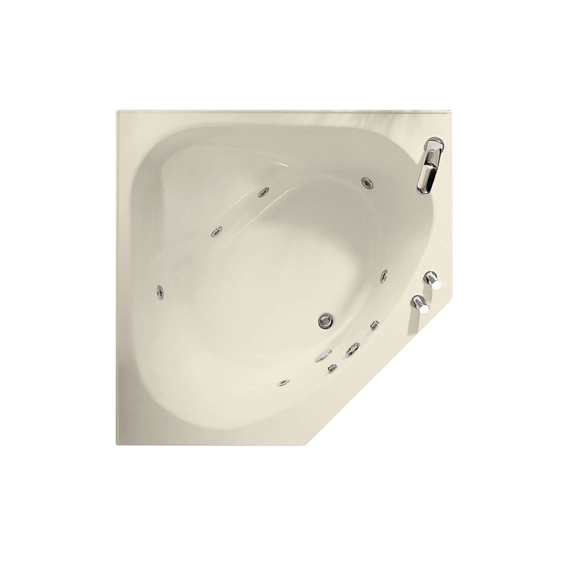MAAX 100054-000-004-000 Tandem II 6060 Acrylic Corner Center Drain Bathtub in Bone