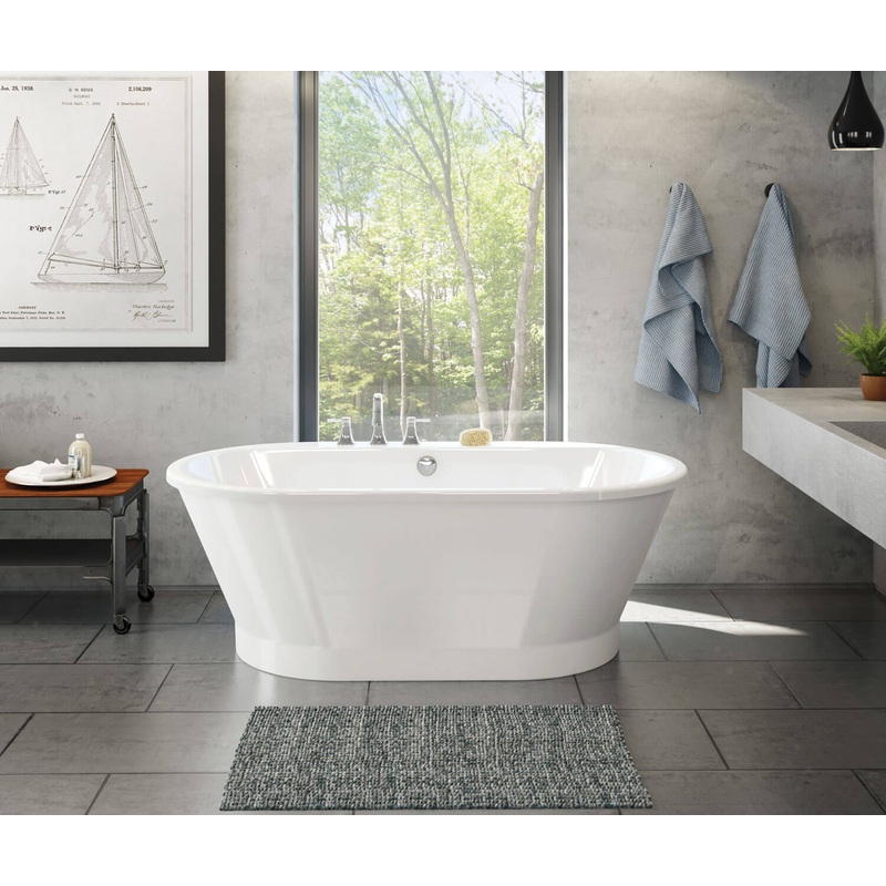 MAAX 103903-000-002-100 Brioso 6636 AcrylX Freestanding Center Drain Bathtub in White with White Skirt