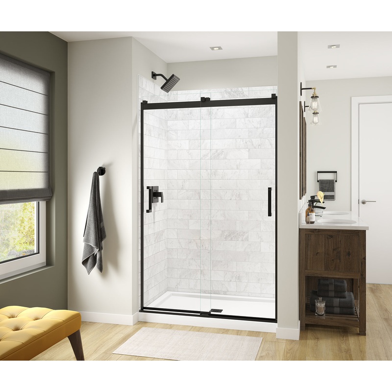 MAAX 135690-900-340-000 Revelation Square 44-47 x 70 -73 in. 6 mm Bypass Shower Door for Alcove Installation with Clear glass in Matte Black