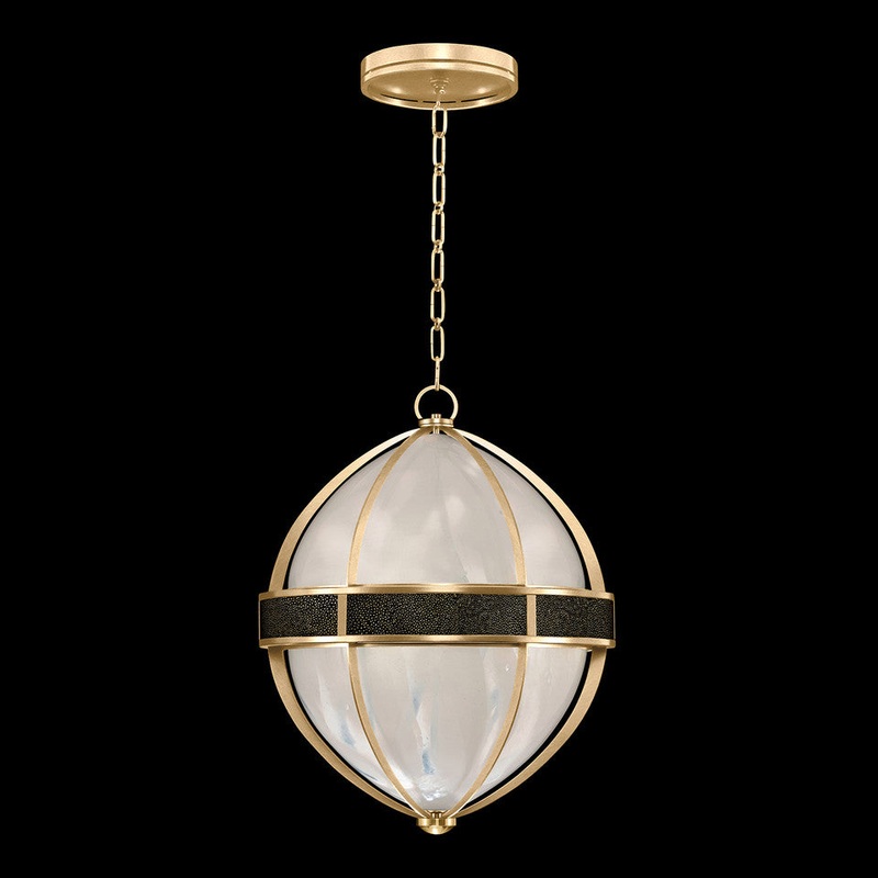 Mirage 18.75″W Round Pendant Gold Leaf/Brass/Black Knight