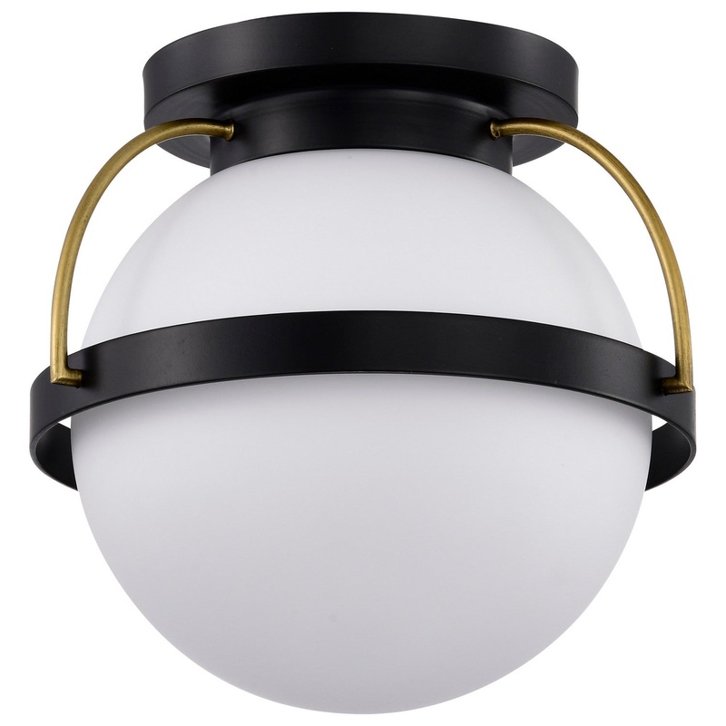 One Light Flush Mount from the Lakeshore Collection in Matte Black Finish by Nuvo Lighting