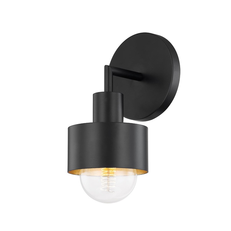 One Light Wall Sconce from the North Collection in Soft Black/Gold Leaf Finish by Troy Lighting