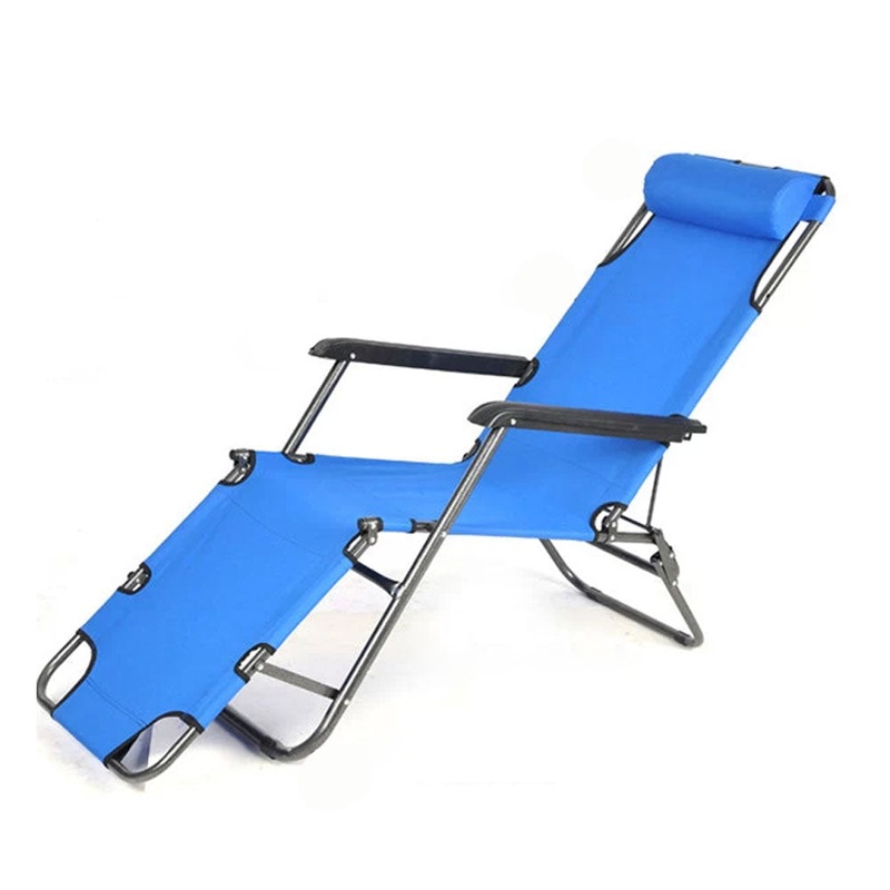 Reclining Sun Beach Deck Lounge Chair Outdoor Folding Camping Fishing Arm Rest – blue