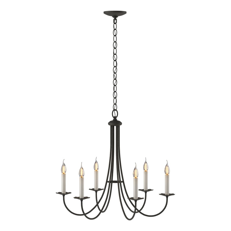 Simple Sweep 6-Arm Chandelier Natural Iron