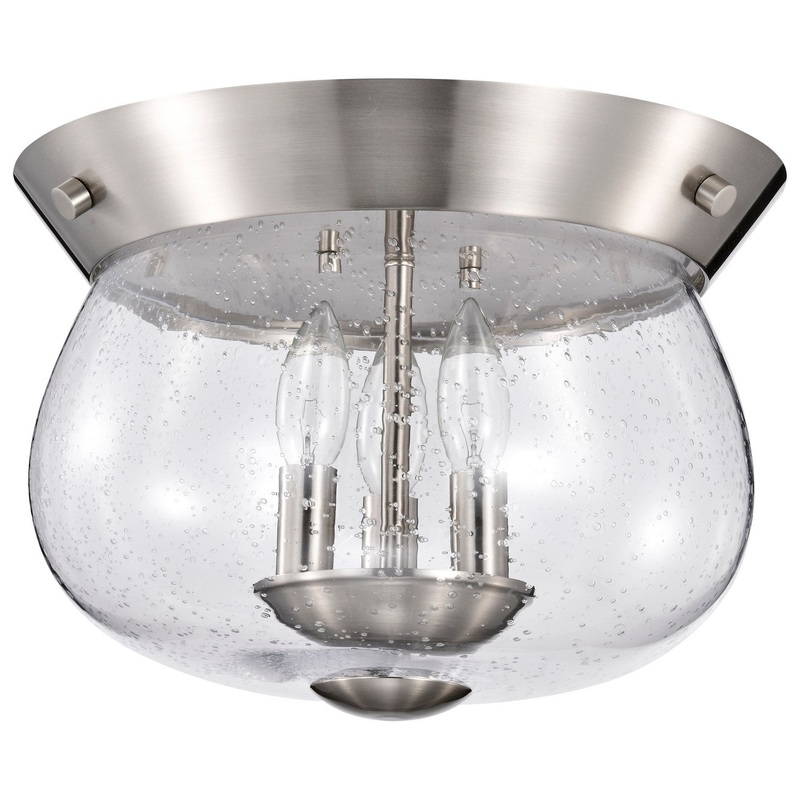 Three Light Flush Mount from the Boliver Collection in Brushed Nickel Finish by Nuvo Lighting