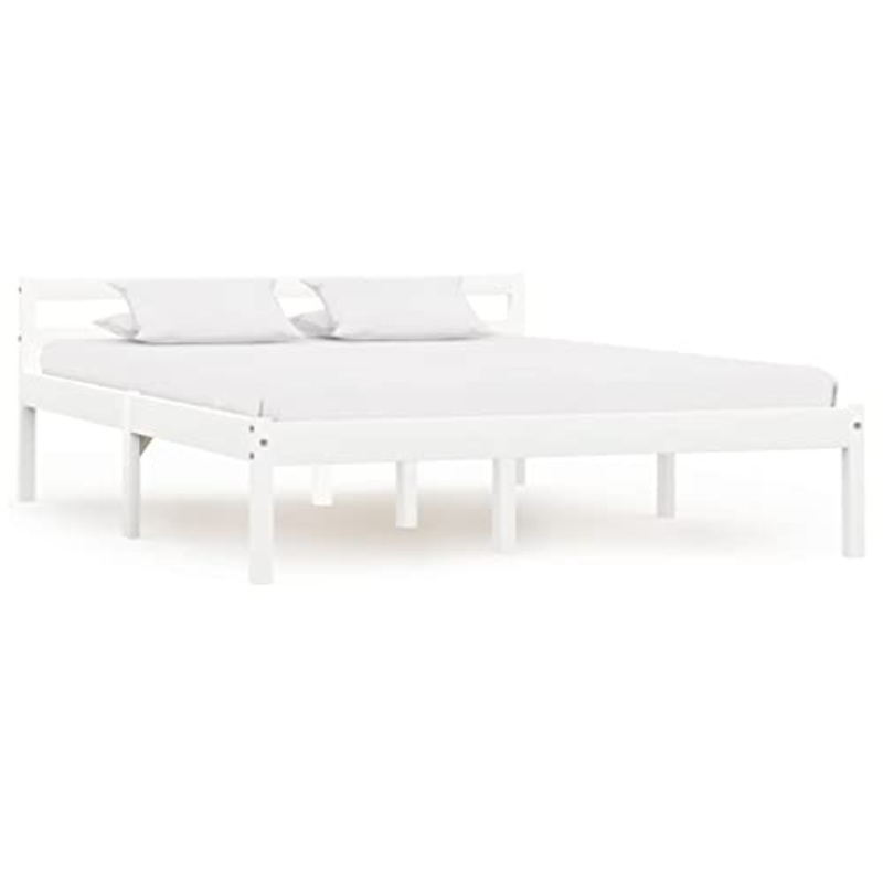 vidaXL Giroletto Classico Elegante Robusto Struttura Telaio Letto Bianco 120×200 cm con Testiera e Doghe in Compensato Legno Massello Pino
