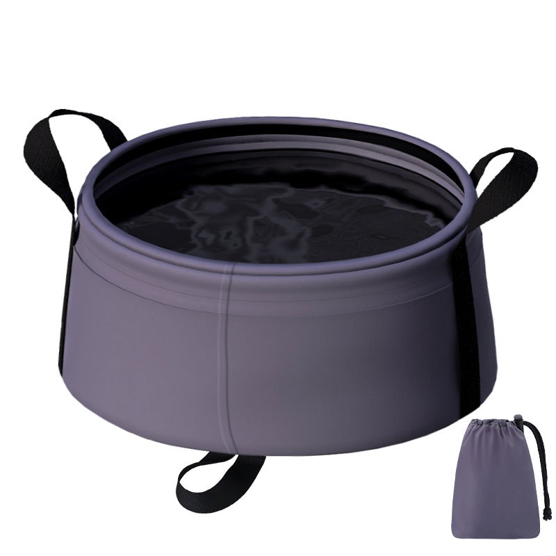 2 Pcs Dark Purple Ultra-Lightweight Collapsible Travel Basin – Waterproof Folding Bucket for Camping, Hiking & Outdoors (8.5L)